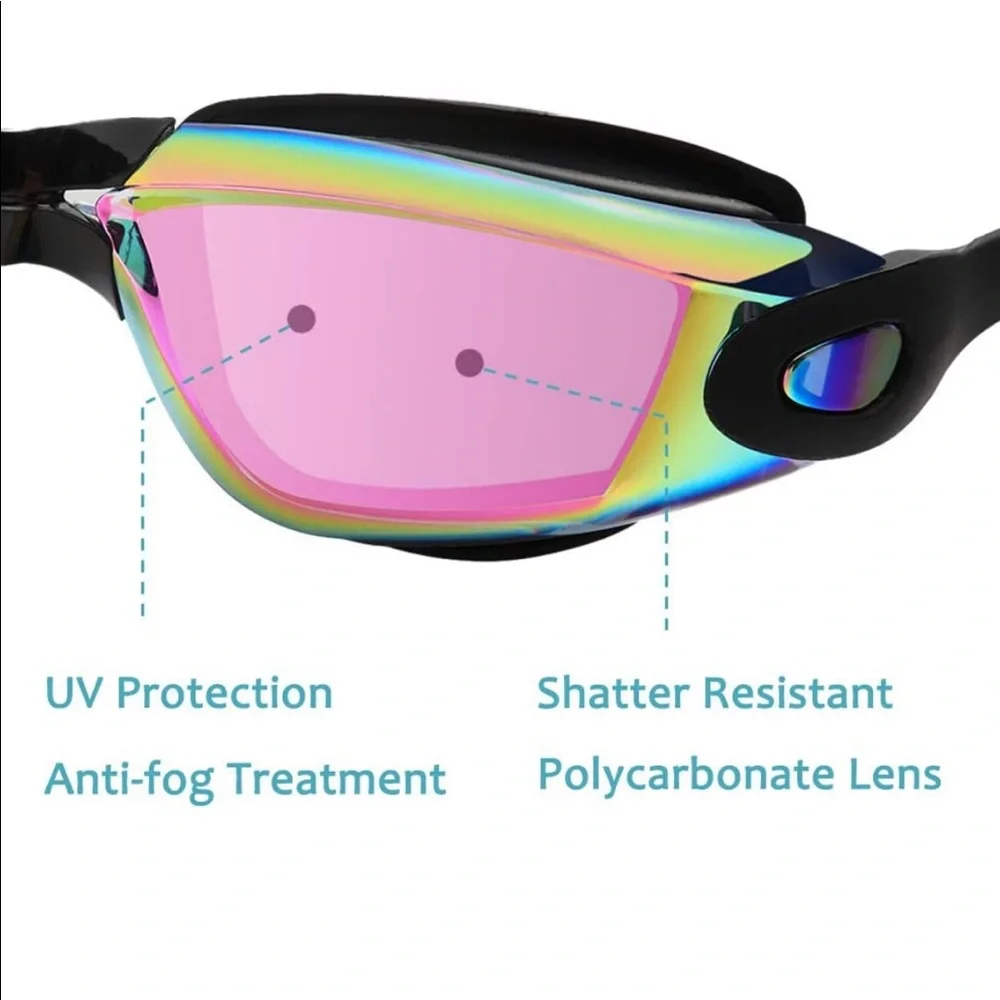 Aegend pink rose Swim Goggles with Protection Case nwt
